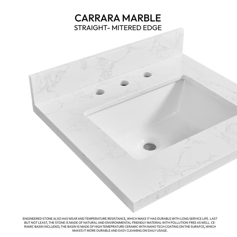 Jaen Composite Stone Vanity Top with White Rectangular Sink