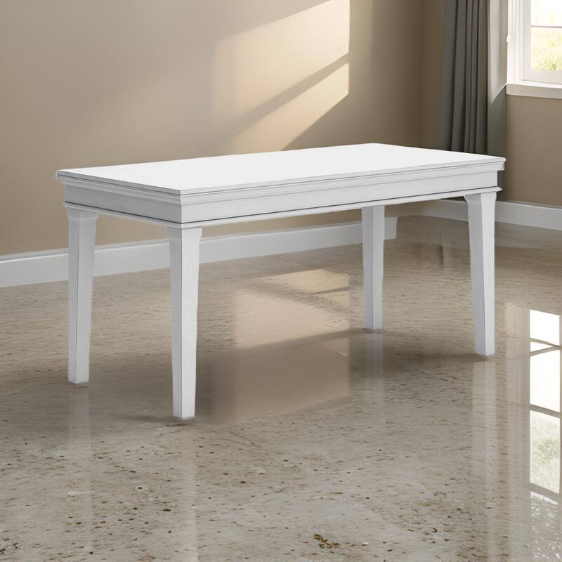 Kyni 63 Inch Home Office Desk, Modern Rectangular White Pine Wood Finish