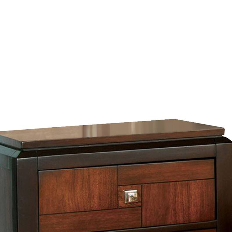 Walnut Brown 2 Drawer 24 in. W Nightstand with Sturdy Knob Pulls