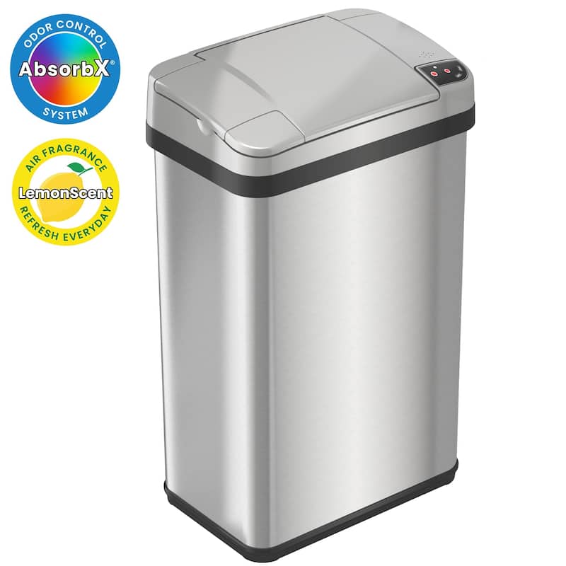 iTouchless 4 Gal Stainless Steel Sensor Bathroom Trash Can with Filter