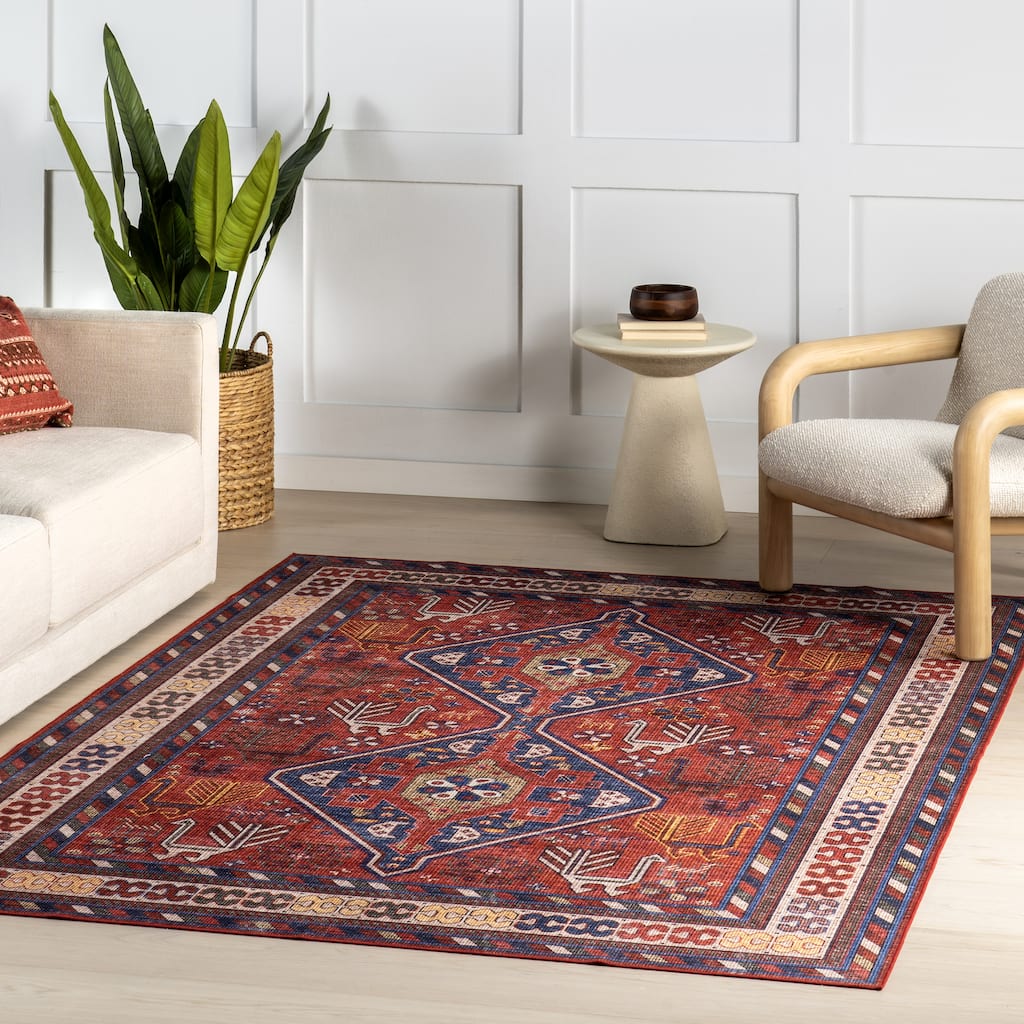 Nuloom Damaris Splashguard Medallion Machine Washable Area Rug