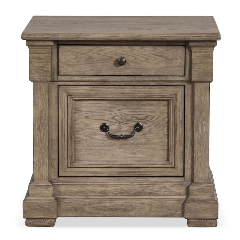 Furniture of America Wacine Weathered Grey Solid Wood 2-Drawer Nightstand