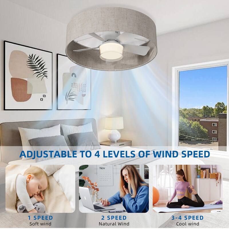 17.7 in. Indoor Socket Ceiling Fan Light with Remote, LED Light, 4 Fan Speeds, Dimmable, 3 Color Temperatures