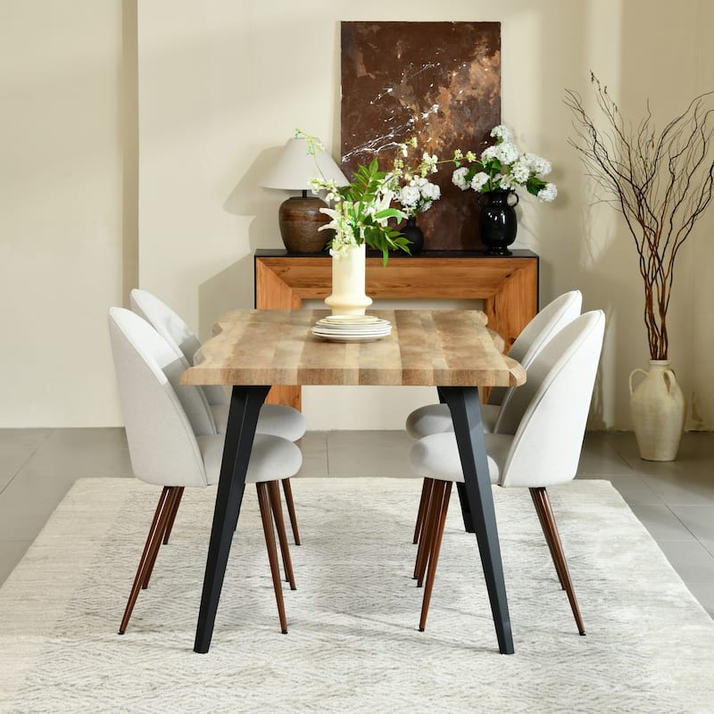 Homy Casa 5-Piece Dining Set with Modern Table and Upholstered Side Chairs