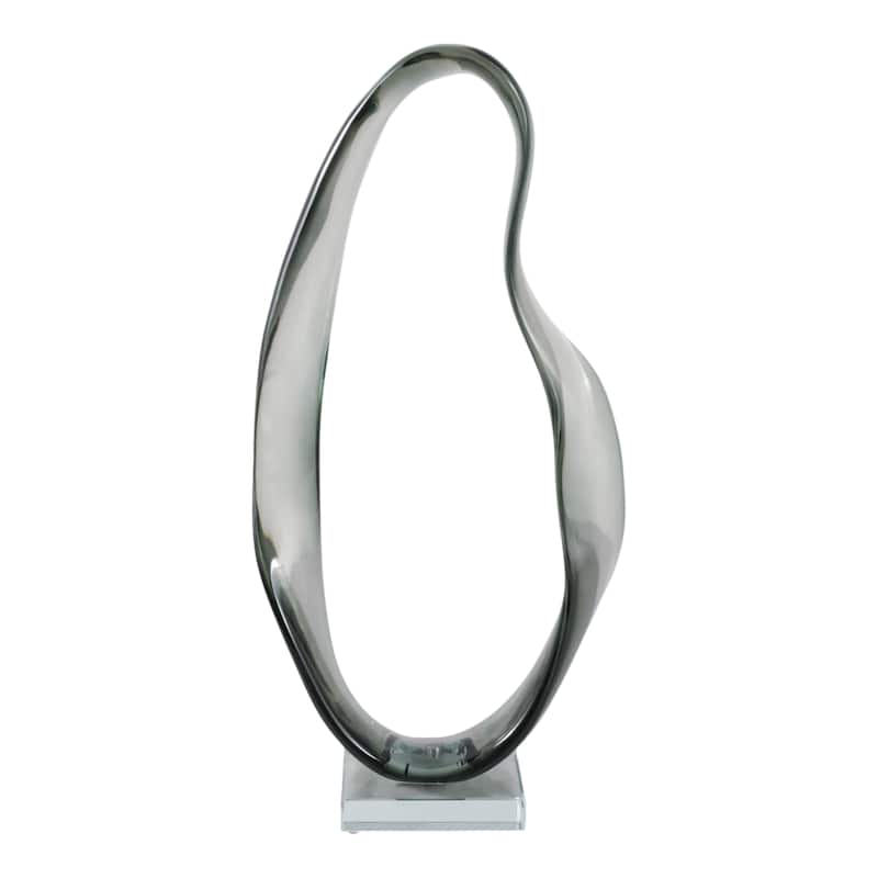 Resin Sculpture Statement with Crystal Base Modern Accent - 16" Gray - 8.25" x 4" x 16"