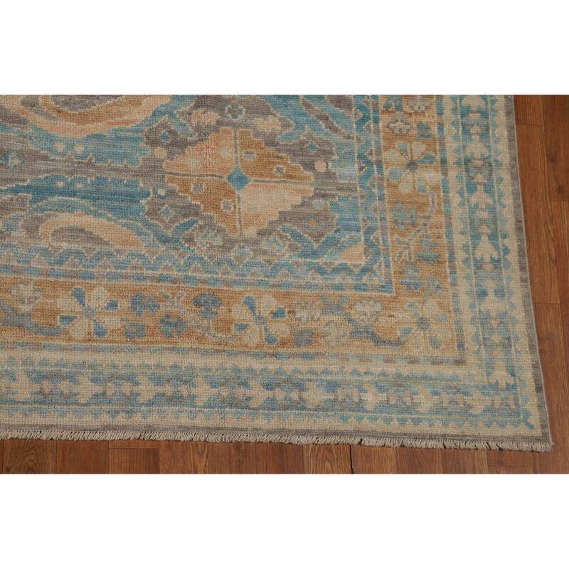 Hand Knotted Oriental 100% Wool Carpet Transitional Floral Greys & Charcoal Oushak Area Rug - 10' 0'' X 8' 0''