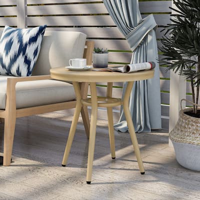 Ariel French Natural Tone 22-inch Aluminum Round Patio Side Table by Furniture of America