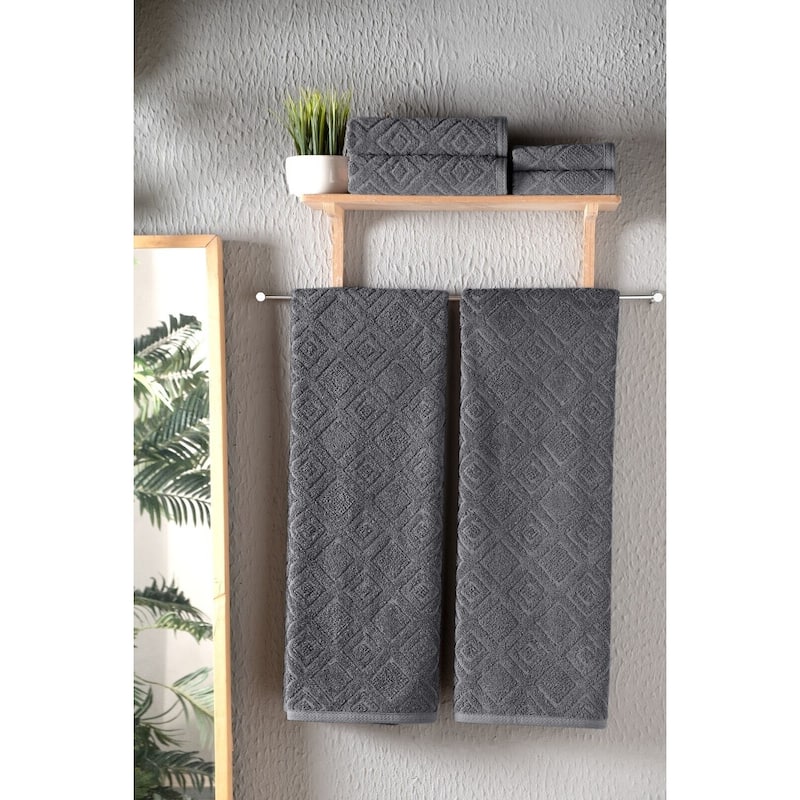 Luxury Larue Jacquard Diamond Bath Towel 6 Pc Towel Set