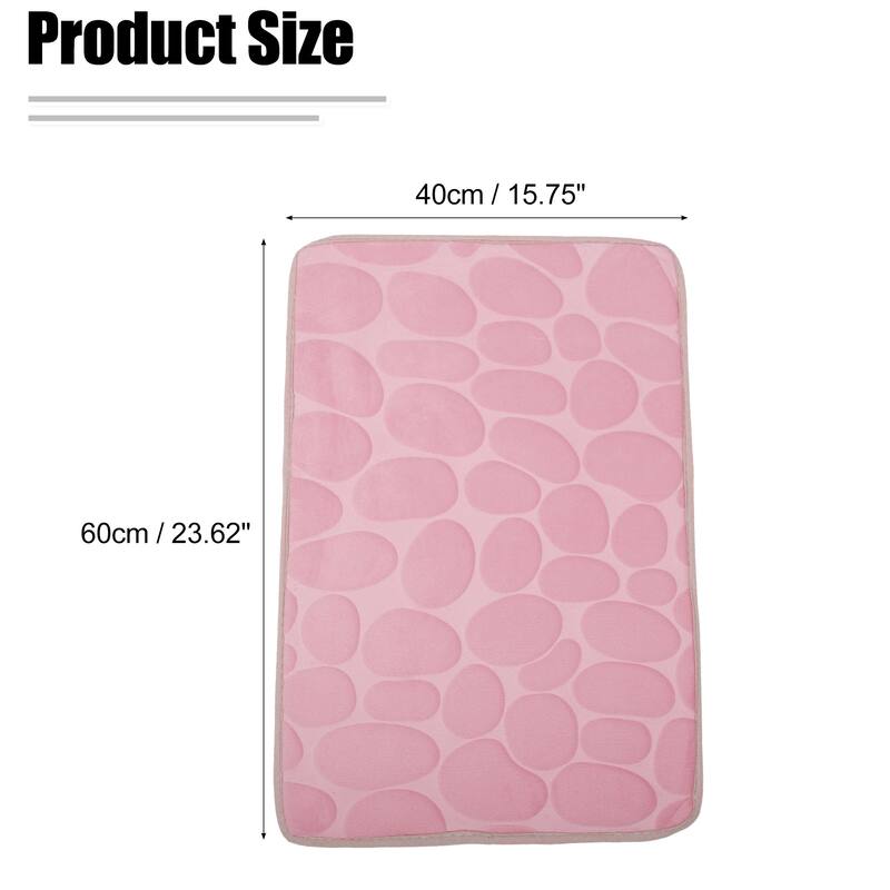 Non-Slip Bathroom Rugs, Polyester Bath Mat, Machine Washable Pink Cobblestone Pattern 23.62"x15.75"