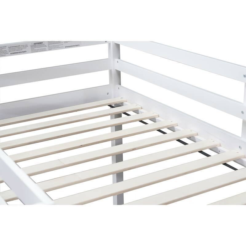 Solid Wooden, Rubber Wooden Twin Loft Bed with Ladder, Bed Platform of Strengthened Slats