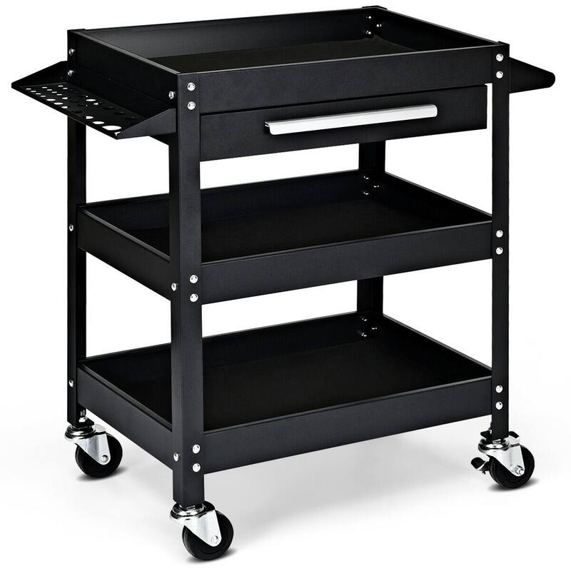 Costway Three Tray Rolling Tool Cart Mechanic Cabinet Storage ToolBox