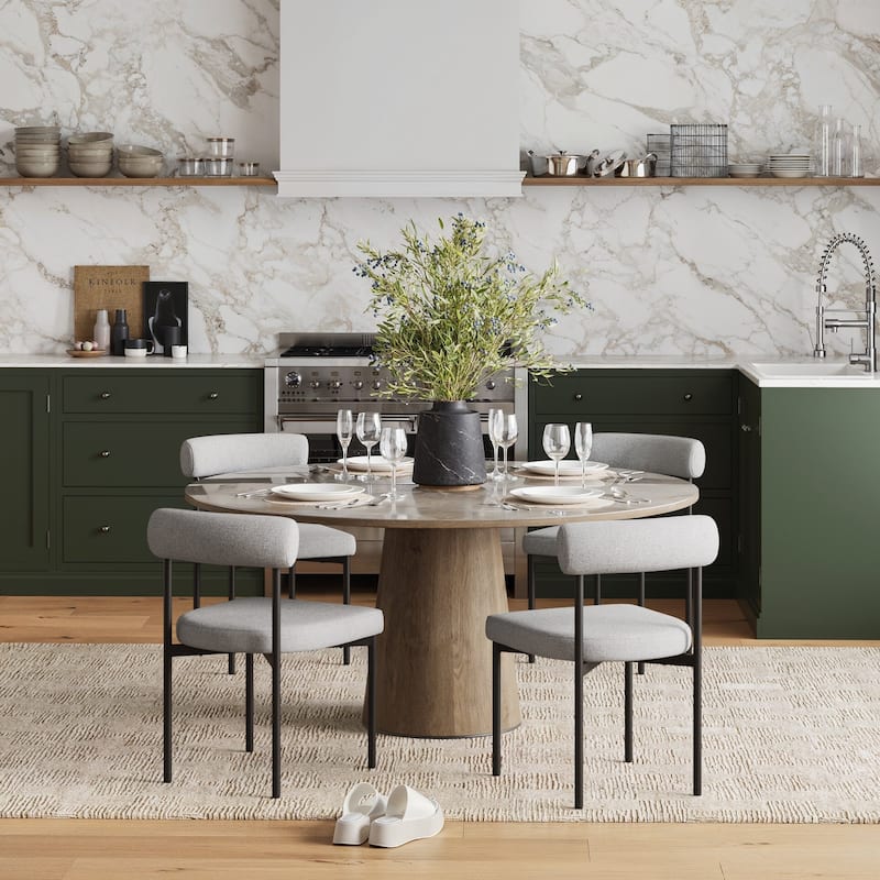 Nathan James Dahlia Counter Height Barstool or Dining Chair with Back and Upholstered Cushion