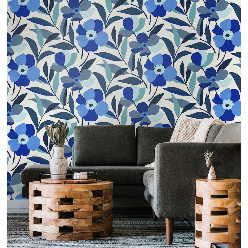 NextWall Garden Block Floral Peel and Stick Wallpaper