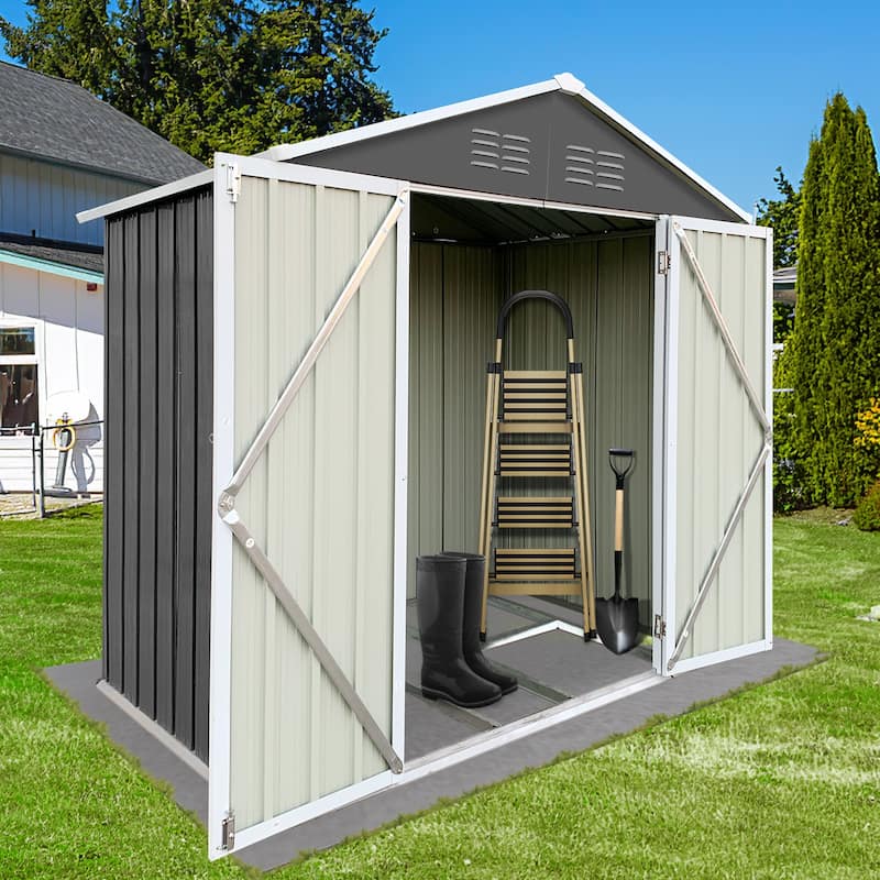 6 ft. W x 4 ft. D Galvanized Steel Metal Sheds & Outdoor Storage Shed - 6 ft. W x 4 ft. D