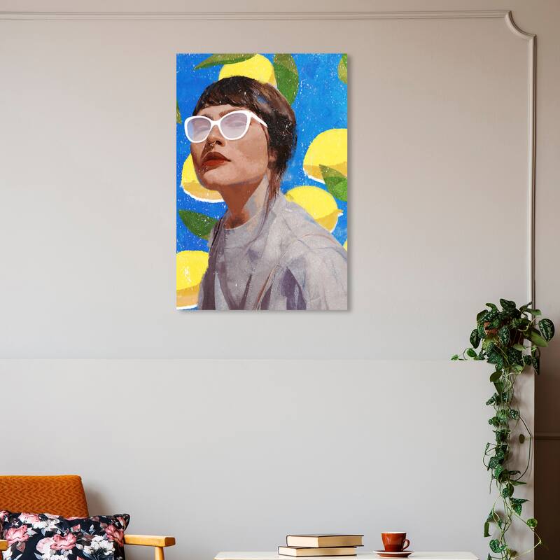 Wynwood Studio Fashion and Glam Lemon Time Blue and Modern & Contemporary Wall Art Canvas Print - 30 x 20