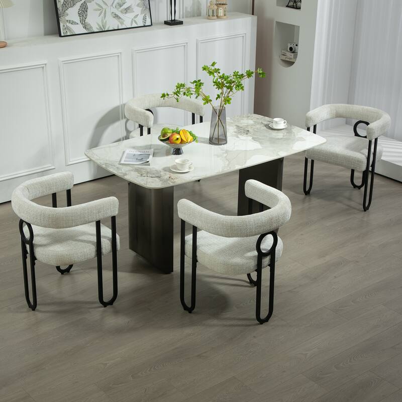 Fabric Upholstered Kitchen Side Dining Chair with Cushion, Backrest, Non Slip Feet for Dining Room Kitchen Living Room Bedroom