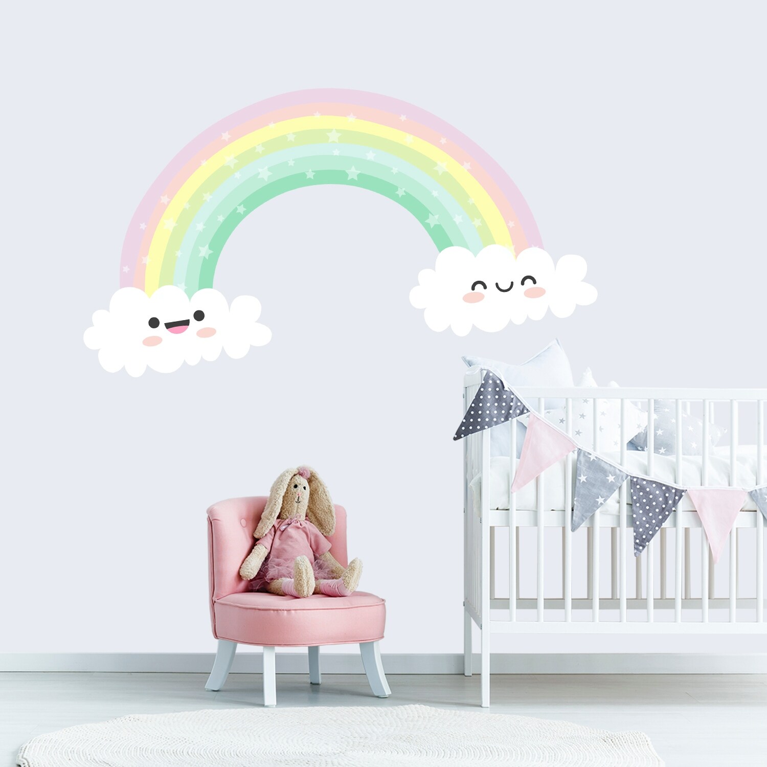 Funny Pastel Rainbow Wall Decal for Baby Room-image