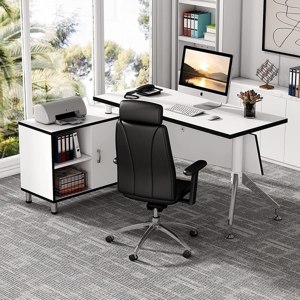 Modern desk outlet with filing cabinet