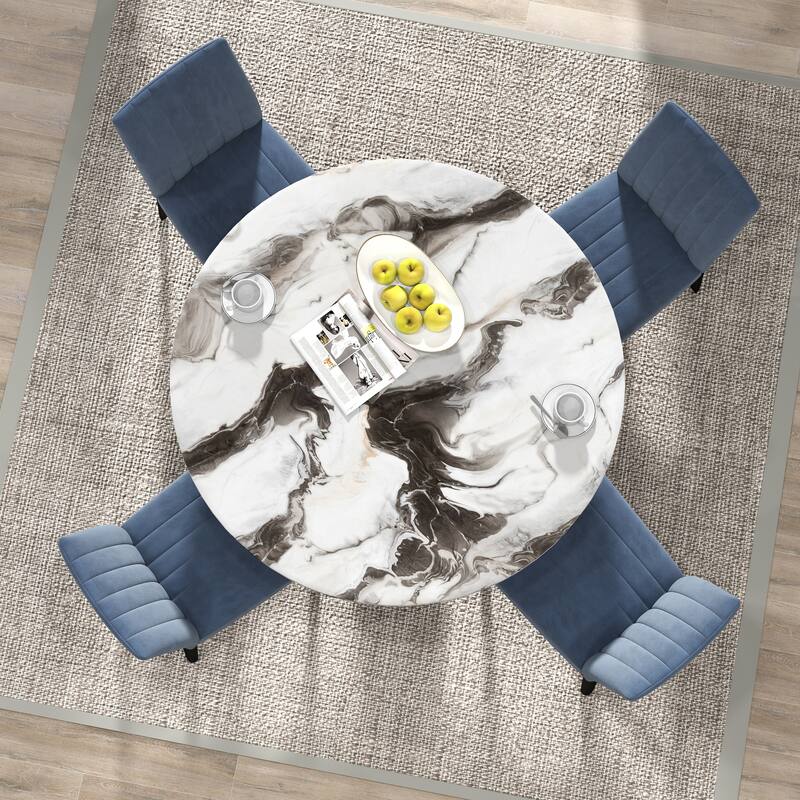 Roundhill Furniture Cavira 5-Piece Round Modern Dining Set