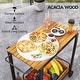 preview thumbnail 6 of 7, Outsunny Acacia Wood Outdoor Bar Cart with Wheels, Rolling 2-Tier Coffee & Drink Cart with 3 Bottle Holders, Outdoor Serving
