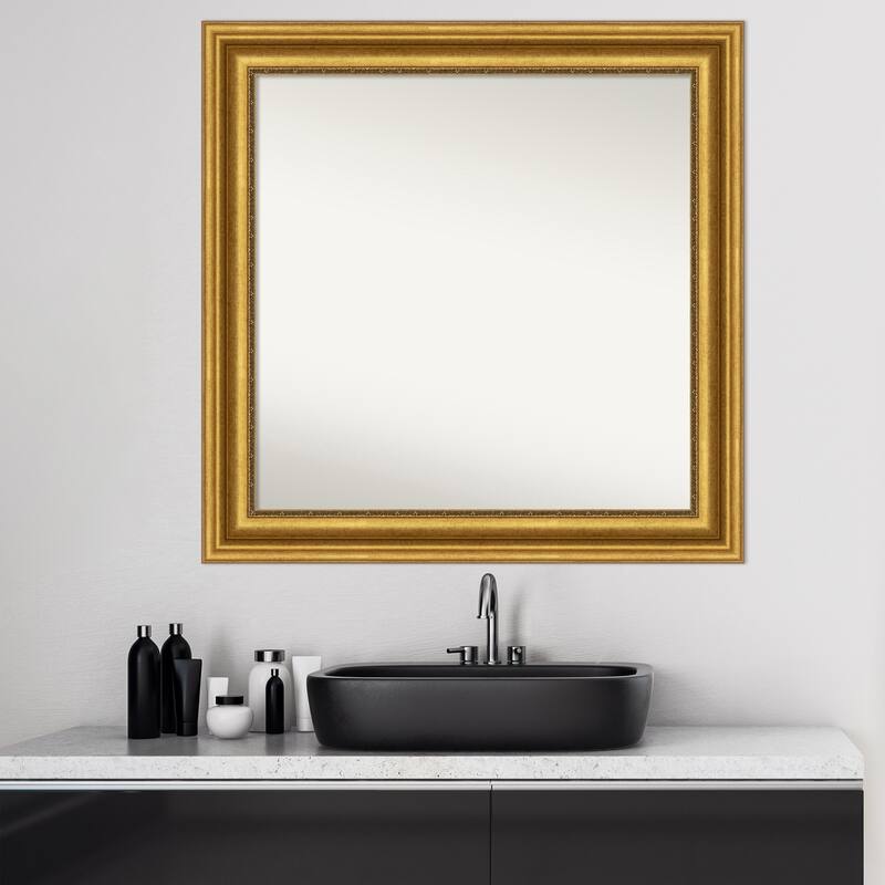 Non-Beveled Bathroom Wall Mirror - Parlor Gold Frame