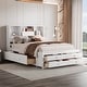 preview thumbnail 1 of 16, Queen Size Solid Pine Wood Platform Bed Frame with Storage Headboard and 8-Drawers for Bedroom, Easy Assembly, White White