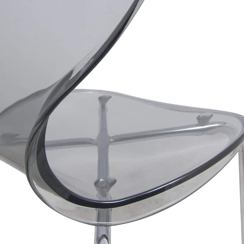 Oyster Modern Ergonomic Transparent Stackable Dining Side Chair with X Shaped Frame Rounded Seat Edge for Indoor Outdoor Use