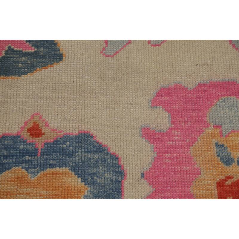 Hand Knotted Oriental 100% Wool Carpet Transitional All-Over Beige & Ivories Oushak Area Rug - 12' 3'' X 9' 3''