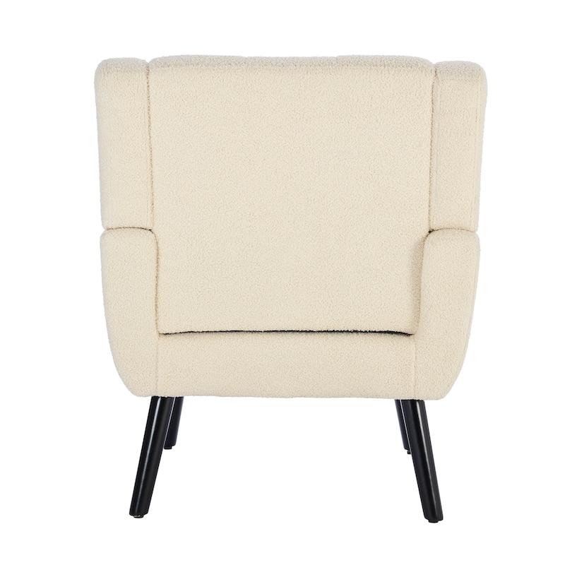 Teddy Fabric Accent Chair with Padded Seat, Curved Back and Black Wood Legs, 250lb Capacity