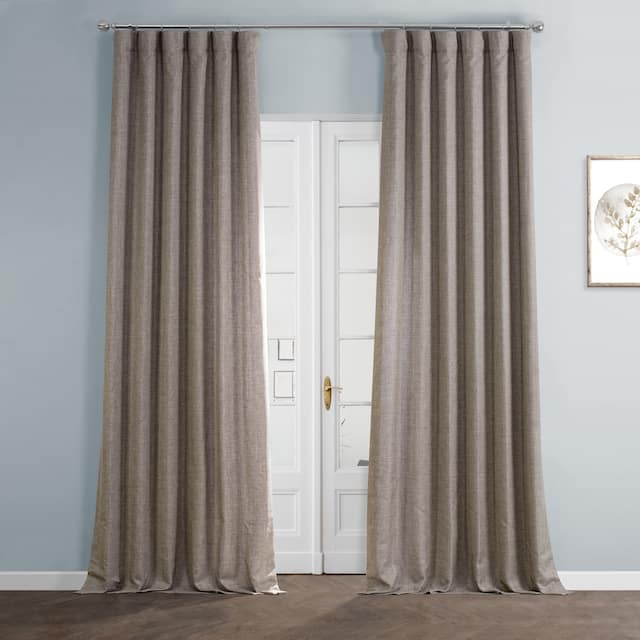 Exclusive Fabrics Italian Faux Linen Curtain (1 Panel) - 50 X 120 - Hummingbird Brown