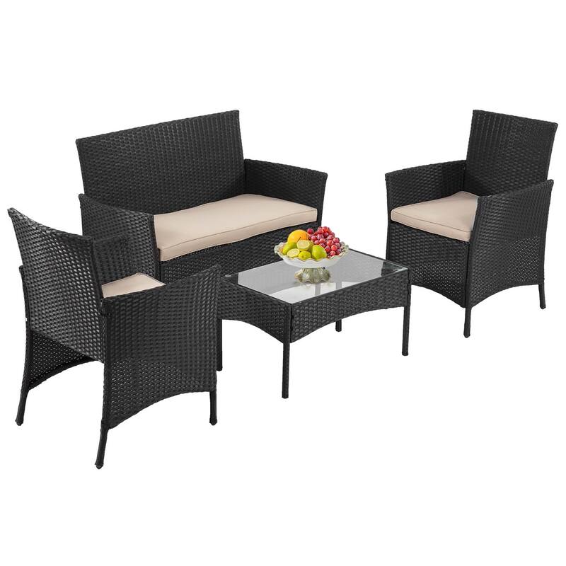 Pax Modern 4-Piece Rattan Outdoor Conversation Seating Set by Furniture of America