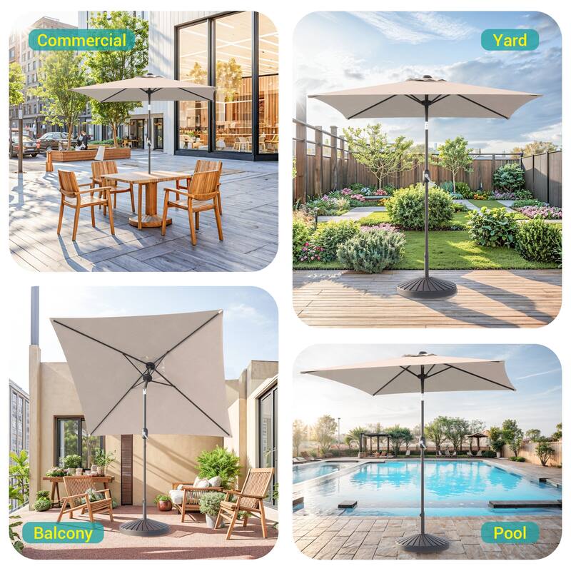 BONOSUKI 6.5x6.5Ft Patio Market Umbrella Weather-Resistant Frame