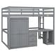 preview thumbnail 9 of 16, Full Size Loft Bed with Wardrobe, Desk, Drawers, and Open Storage Cabinet, Multi-Functional Space-Saving Design, Gray
