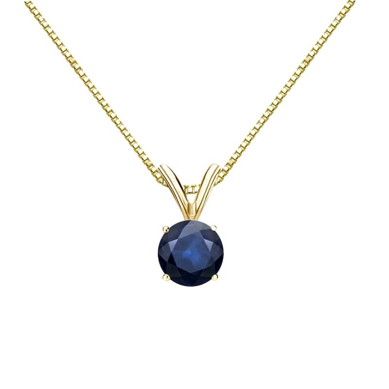 Auriya 14k Gold Blue Sapphire Solitaire Necklace 1/2ctw - Yellow