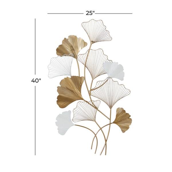 Shop Large Metal White And Gold Leaf Wall Decor 25 X 40 Overstock 32112667