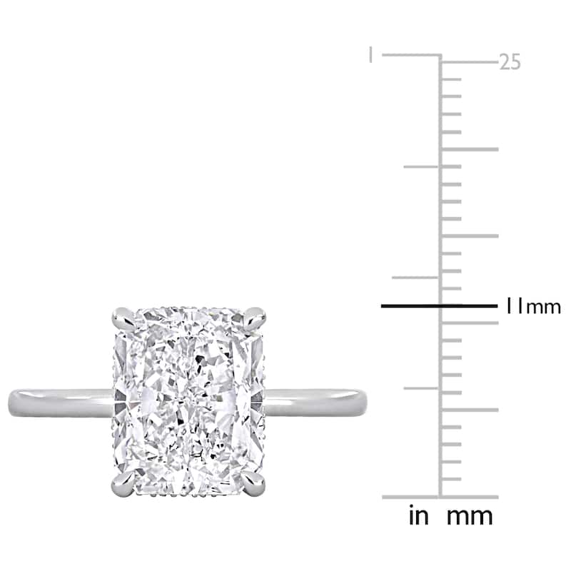 Miadora 5 1/10ct TDW Radiant and Round-Cut Diamond Solitaire Ring in 18k White Gold