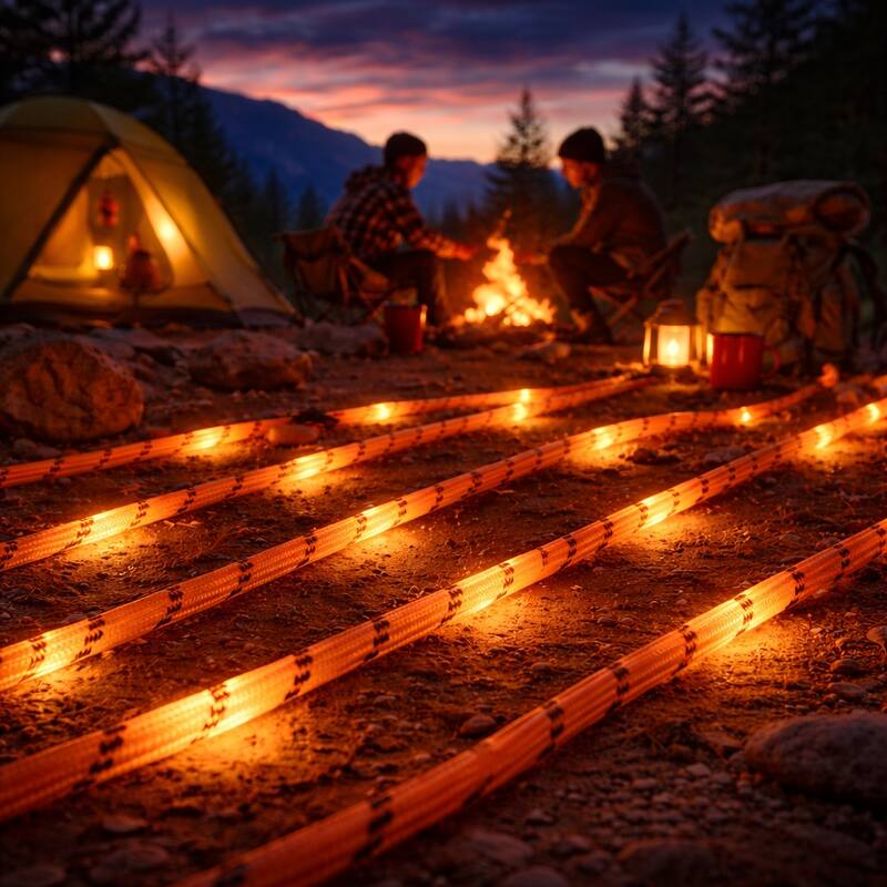 Novelty Lights Solar Paracord Rope, 23ft Green Glow Rope with Remote