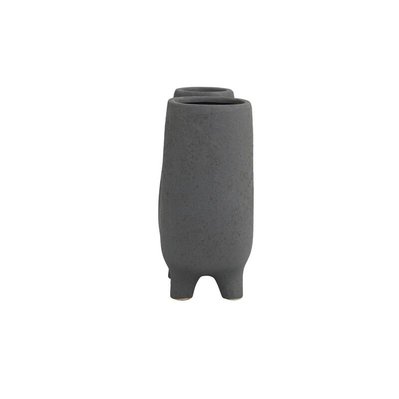 Ceramic Abstract U-Shaped Decorative Vase with Small Feet - Dark Gray - CosmoLiving by Cosmopolitan