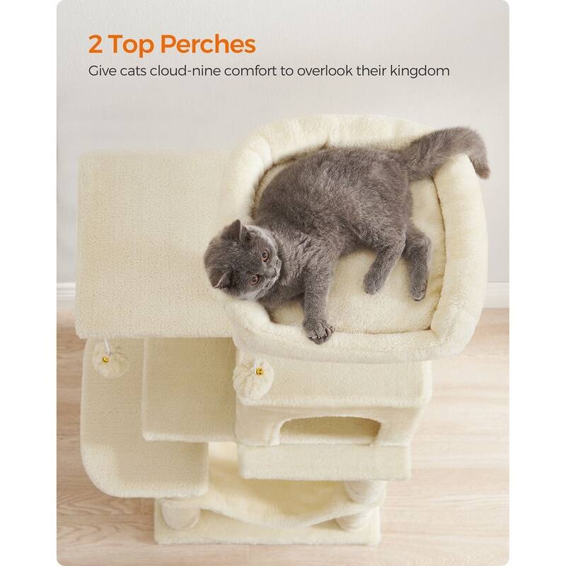 Plush Multi-Level Cat Tree with Sisal-Covered Scratching Posts and Cozy Hideouts for Indoor Cats
