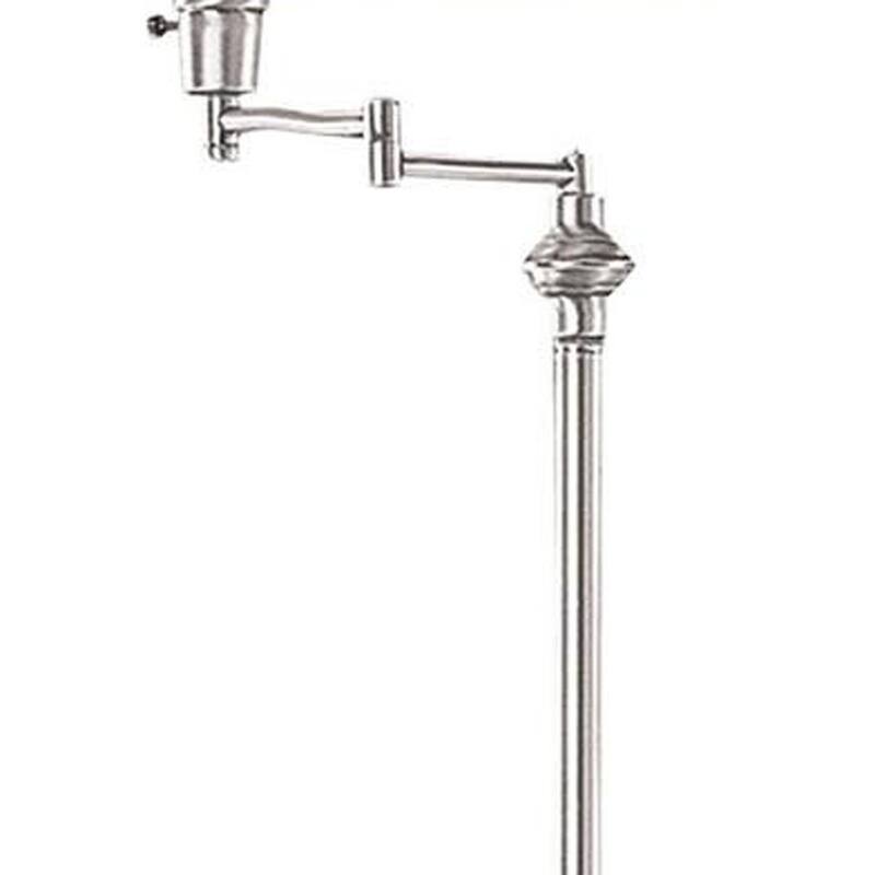 HomeRoots 59" Nickel Swing Arm Floor Lamp With Beige Fabric Empire Shade - 22.75