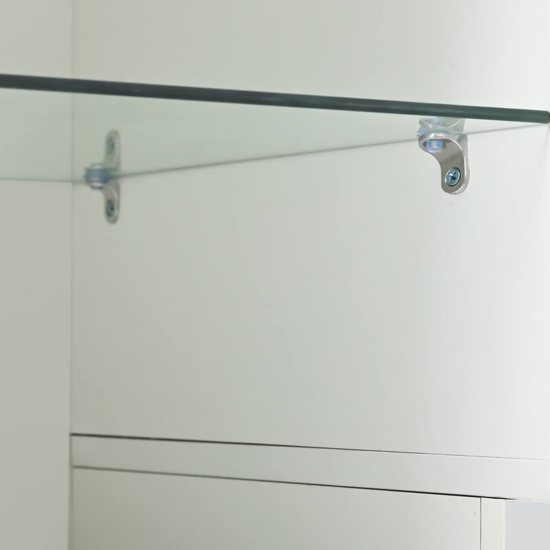 Contemporary White TV Stand with LED Lighting, Glass Shelves, and Large Storage Capacity, Fits TVs Up to 61.