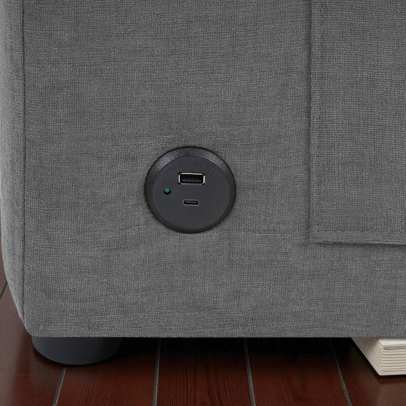 84.6" Modern L-Shaped Sectional Sofa with Curved Chaise Lounge, USB Ports and Storage Pockets, Chenille Couch for Living Room