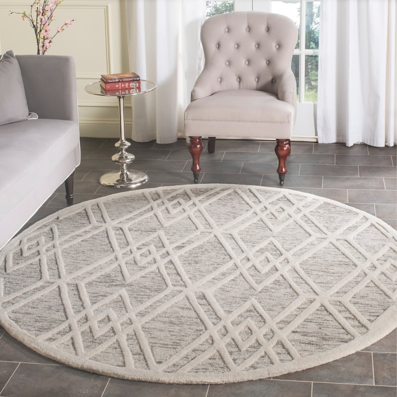 SAFAVIEH Handmade Cambridge Chieko Modern Wool Rug - 6' Round - Light Brown/Ivory
