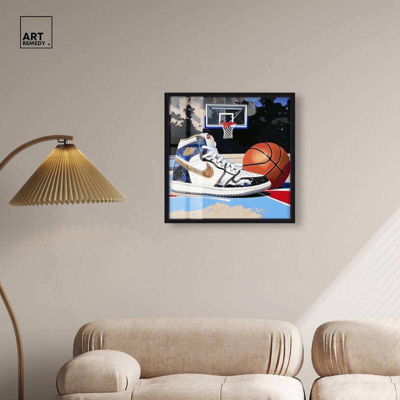 Basketball Court Blues Shadowbox by Art Remedy