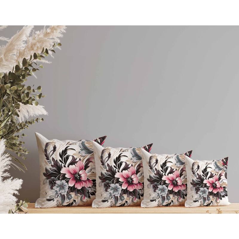 Botanic Bliss Faux Suede Reversible Throw Pillow Brown and Pink