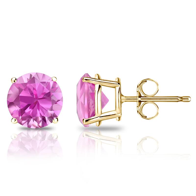 Auriya 14k Gold 2/5ctw Pink Sapphire Gemstone Stud Earrings