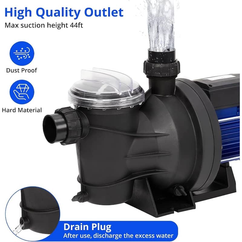 1.1 HP Above Ground/In-Ground Pool Pump, 115V, 3962 GPH, with Strainer Basket - 1.1HP