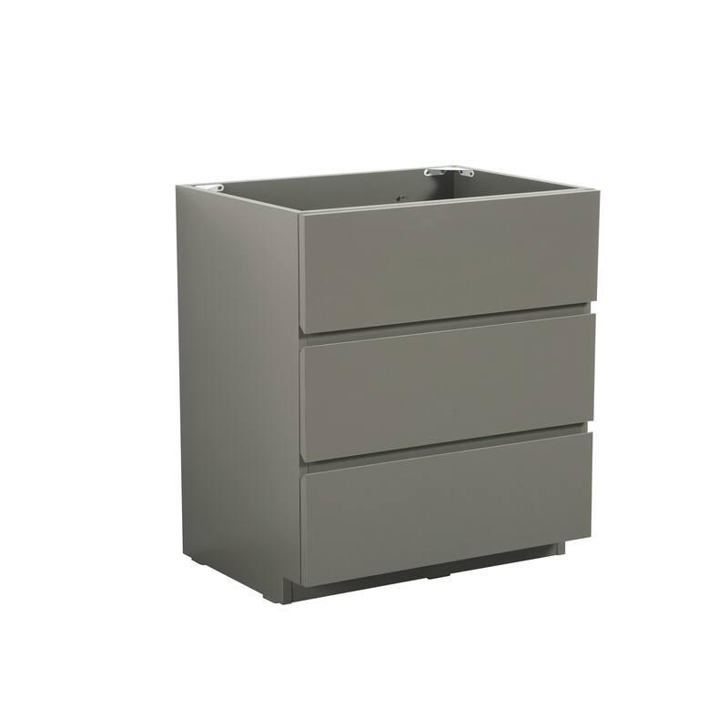 GDFStudio - Alice Gray Freestanding Bathroom Cabinet with Three Soft-Close Drawers, Pre-Assembled, No Basin