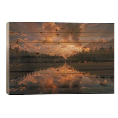 Horseshoe Lake Sunset II Print On Wood by Jon Bilous - Multi-Color