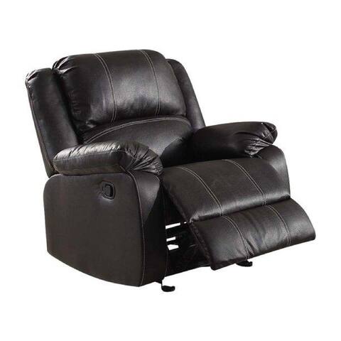 Metal and Leatherette Rocker Recliner with Cushioned Armrests, Black